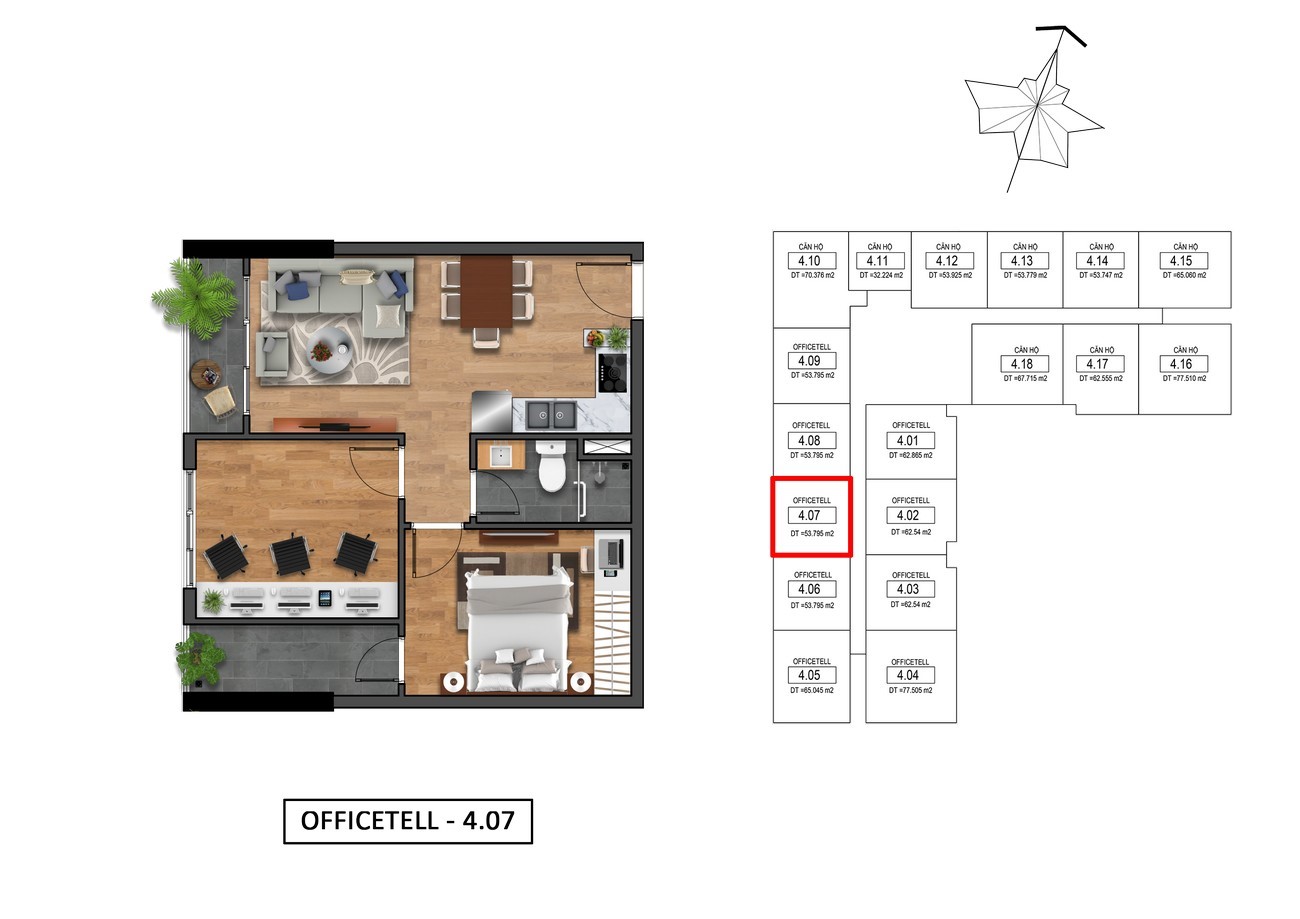 Thiết kế căn Officetel dự án Goldora Plaza Nhà Bè 3
