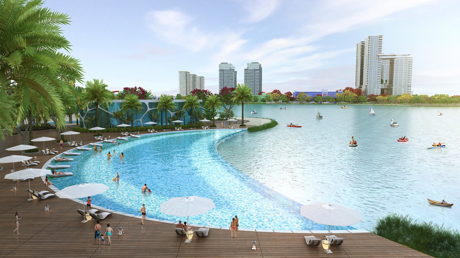 hồ bơi tràn bờ dự án Vạn Phúc Riverside City Thủ Đức